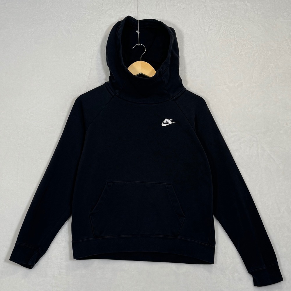 Nike Black Funnel Neck Pullover Hoodie Size Small